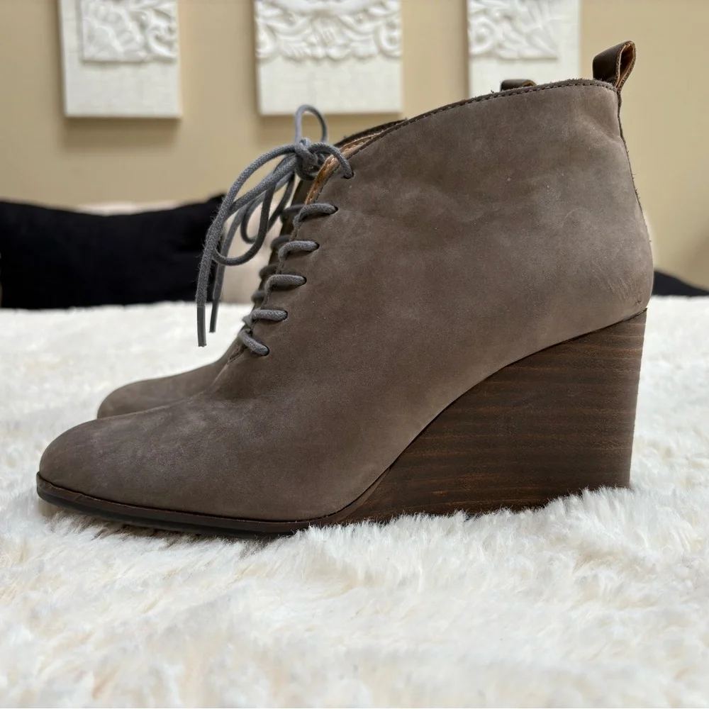 Lucky Brand Gray Suede Wedge Booties